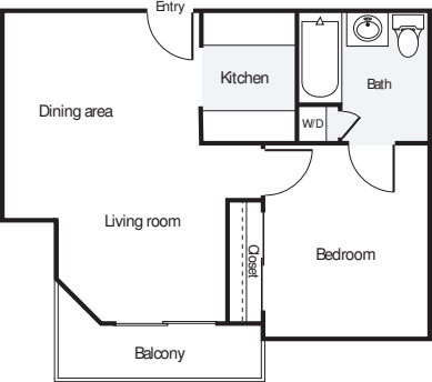 1 Bedroom AA floorplan