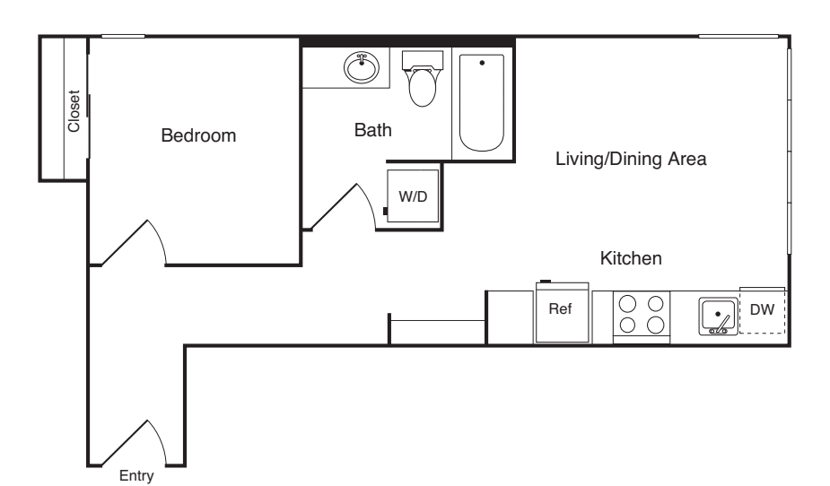 1 Bedroom D floorplan