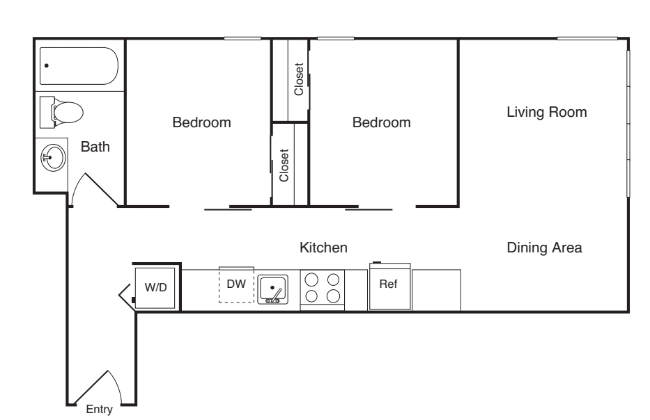 2 Bedroom A- Income Restricted floorplan