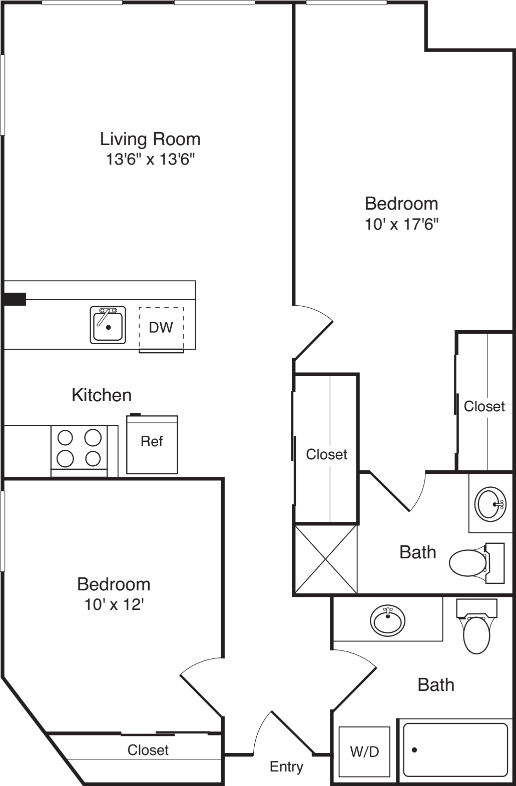 2 Bedroom D floorplan