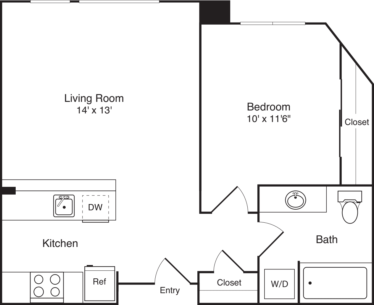 1 Bedroom A floorplan