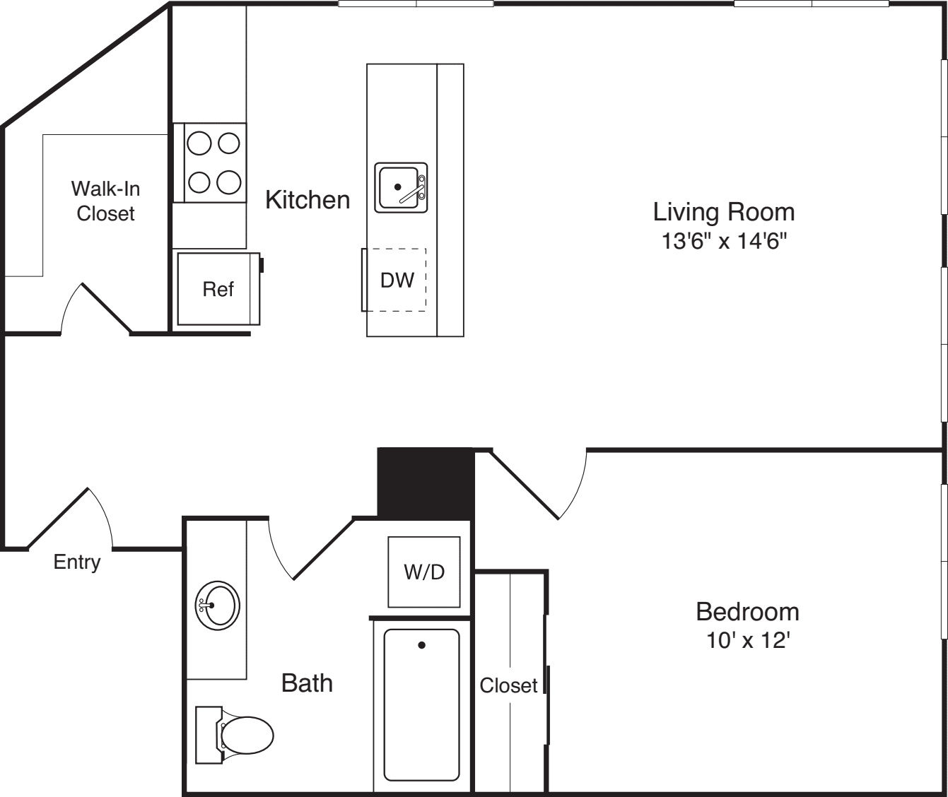 1 Bedroom F floorplan