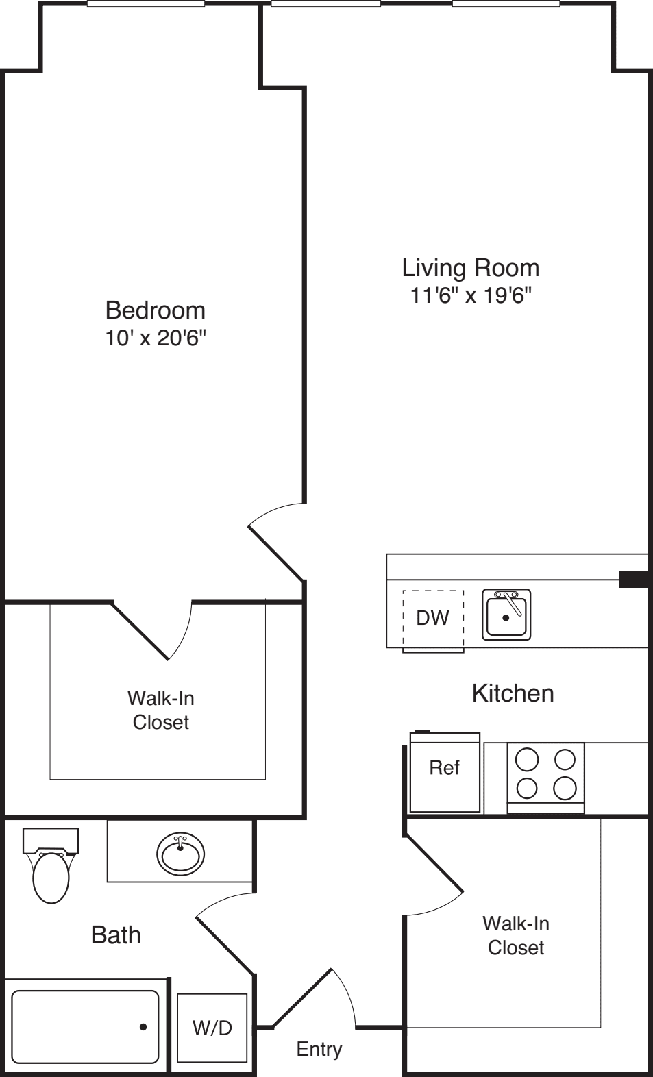 1 Bedroom H floorplan