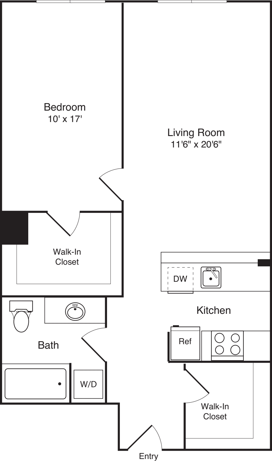 1 Bedroom K plus Den floorplan