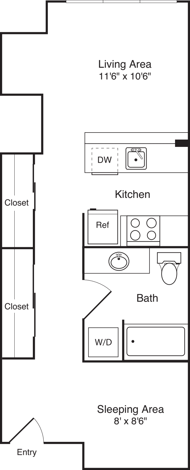 Studio + Alcove A floorplan