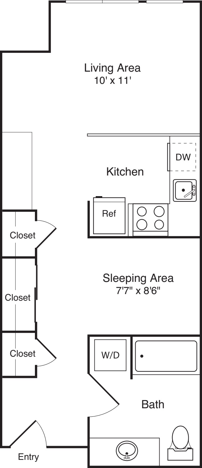Open 1 Bedroom C