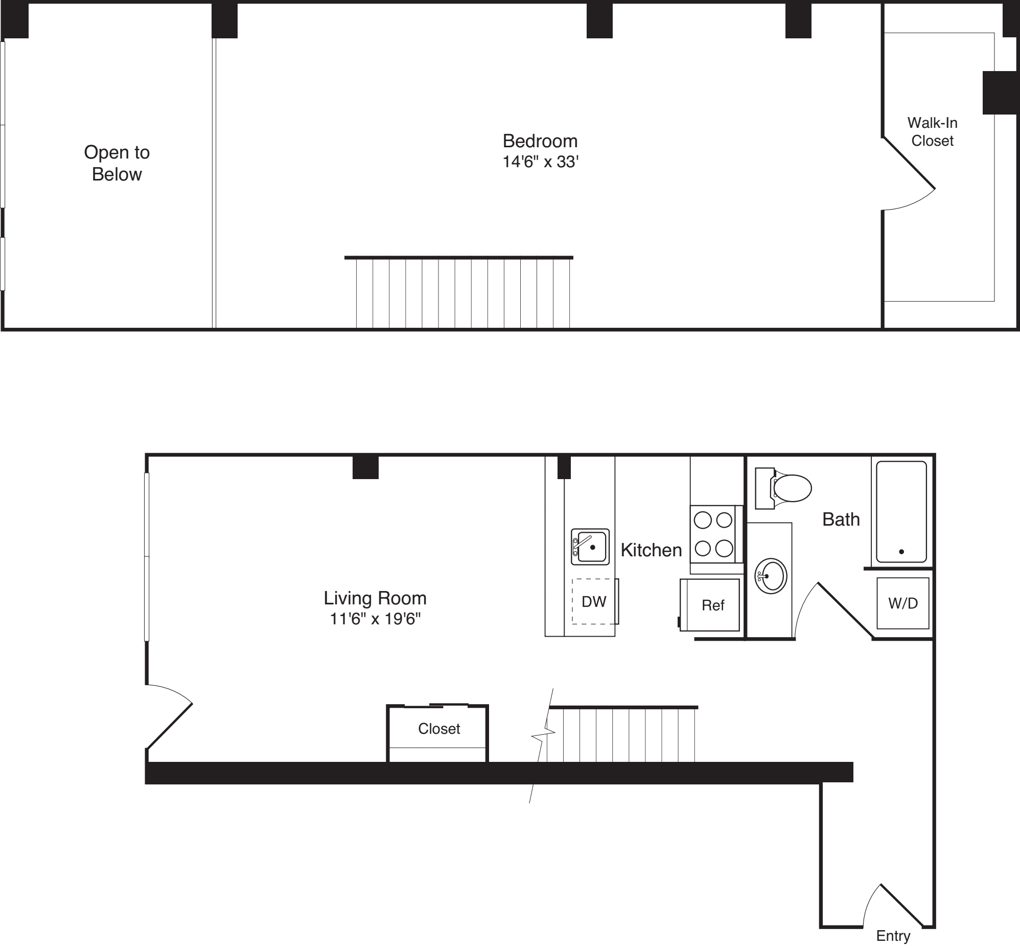 1 Bedroom Loft D floorplan