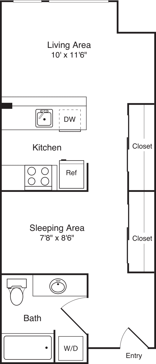 Open 1 Bedroom E floorplan