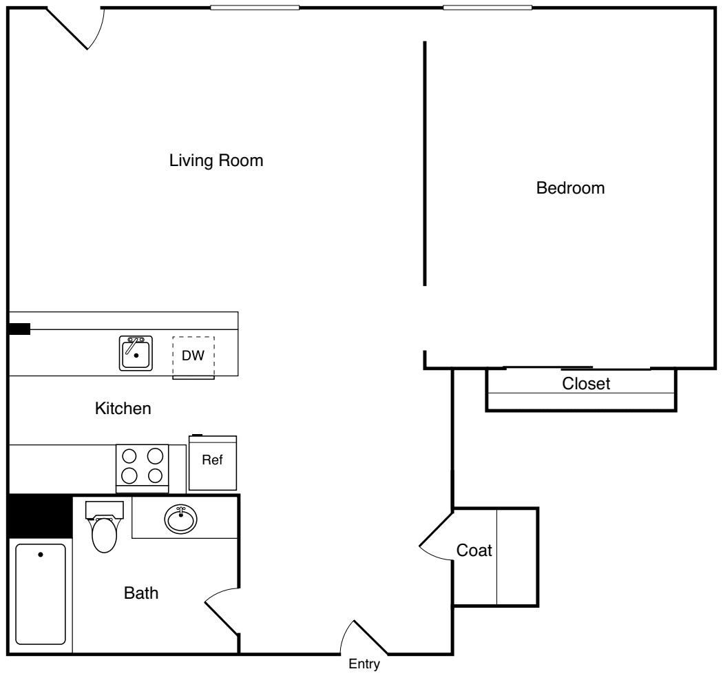 1 Bedroom P floorplan