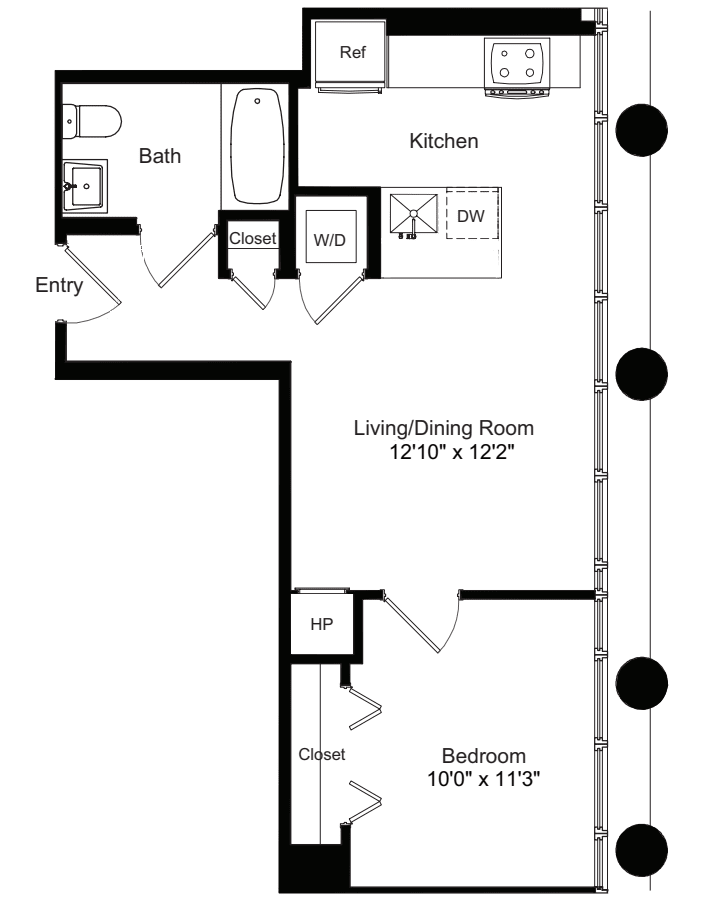 One Bedroom E 7 floorplan