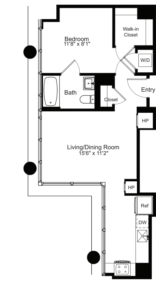 One Bedroom B 15-20 floorplan