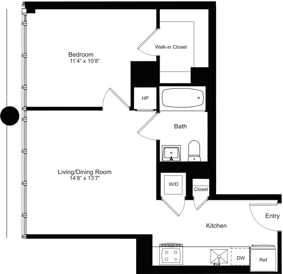 One Bedroom L 2 floorplan