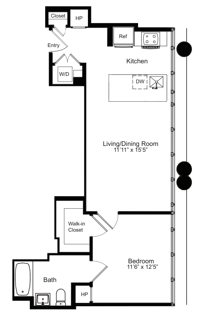 One Bedroom F 14 floorplan