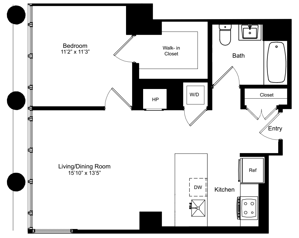 One Bedroom M 13 floorplan