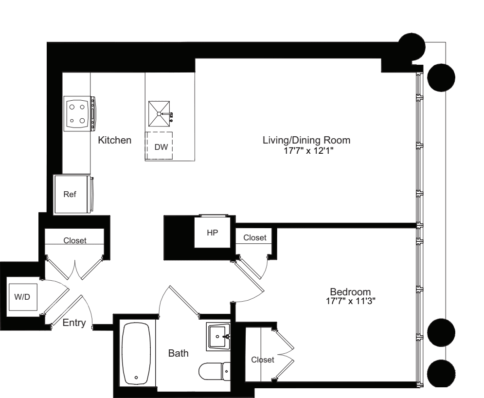 One Bedroom F 7 floorplan