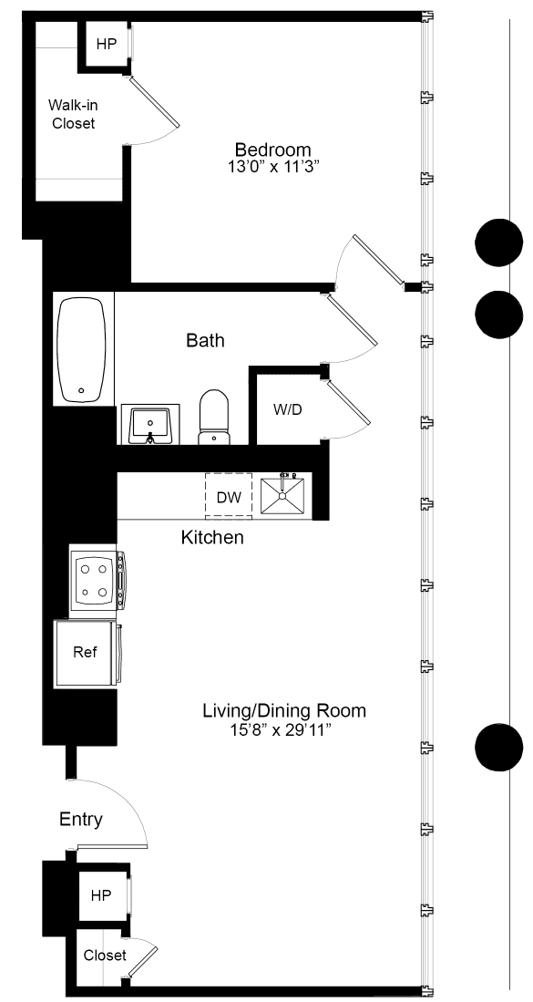 One Bedroom G 19 floorplan