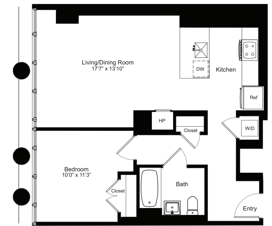 One Bedroom H 2 floorplan