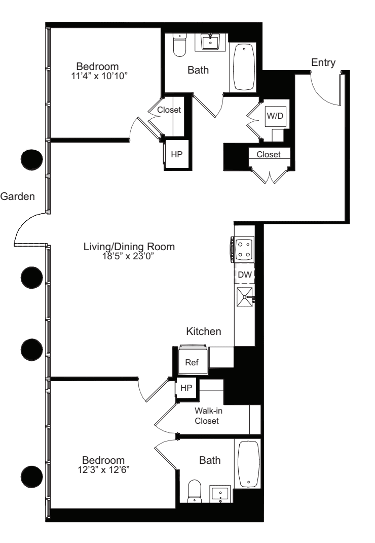 Two Bedroom N 1 with Garden Access floorplan