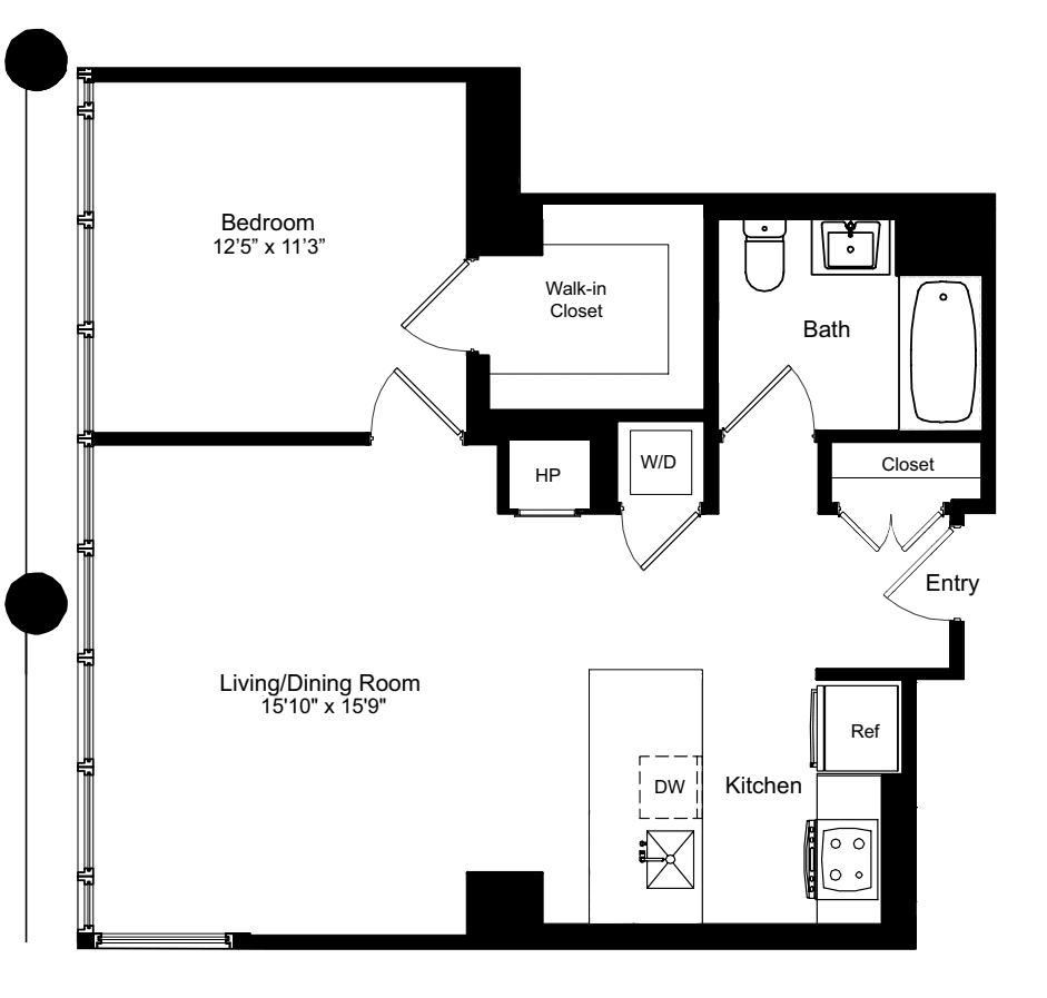 One Bedroom M 3-12 floorplan