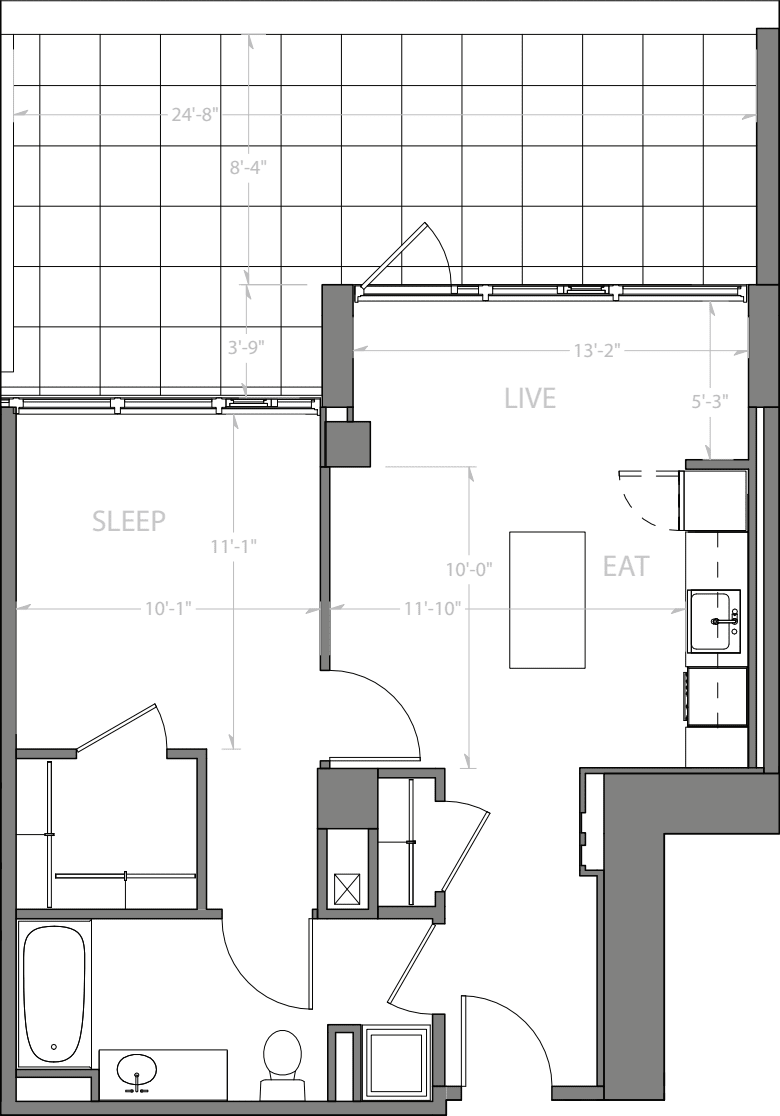 Penthouse A with Deck floorplan