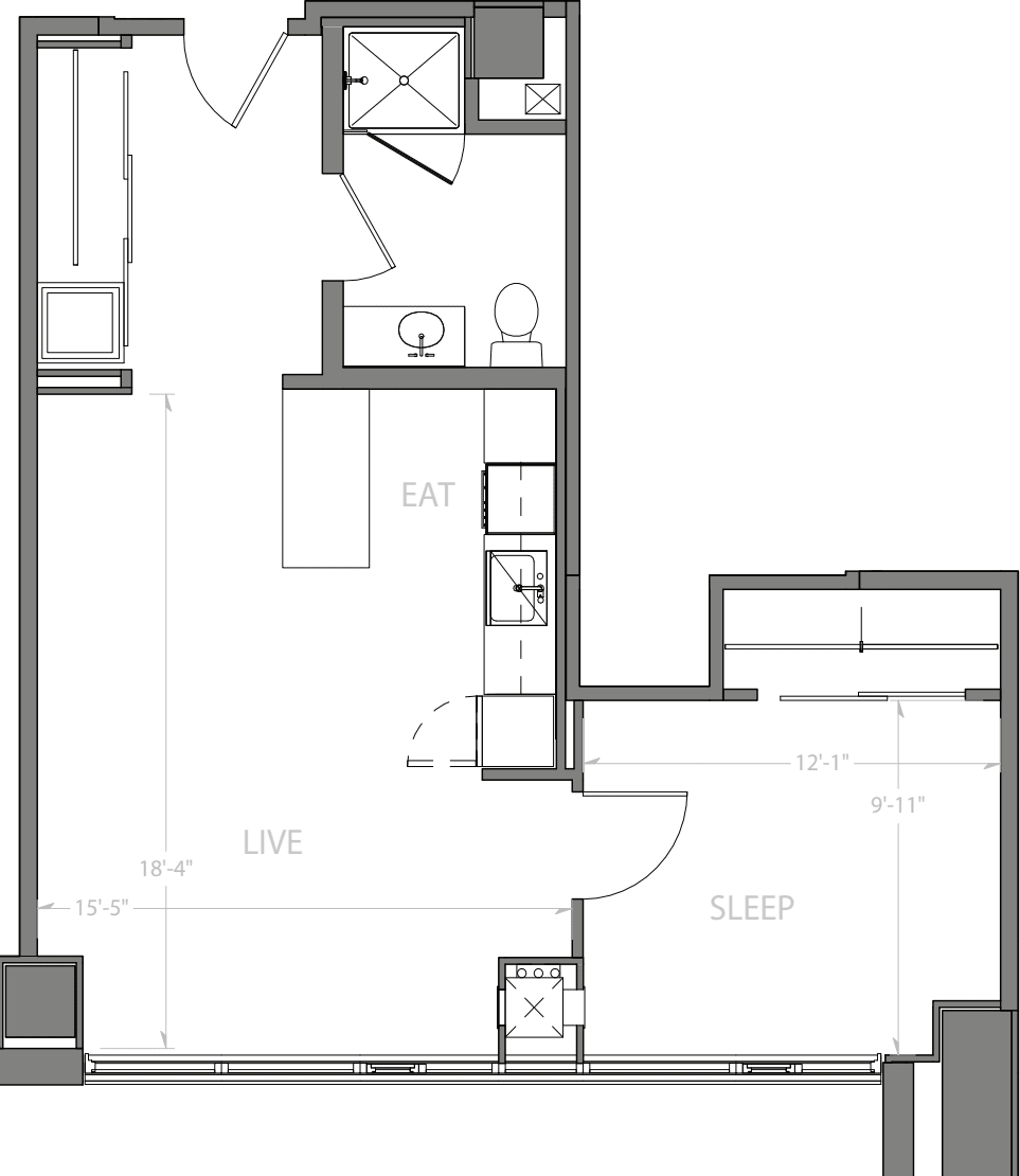 1 Bedroom C floorplan