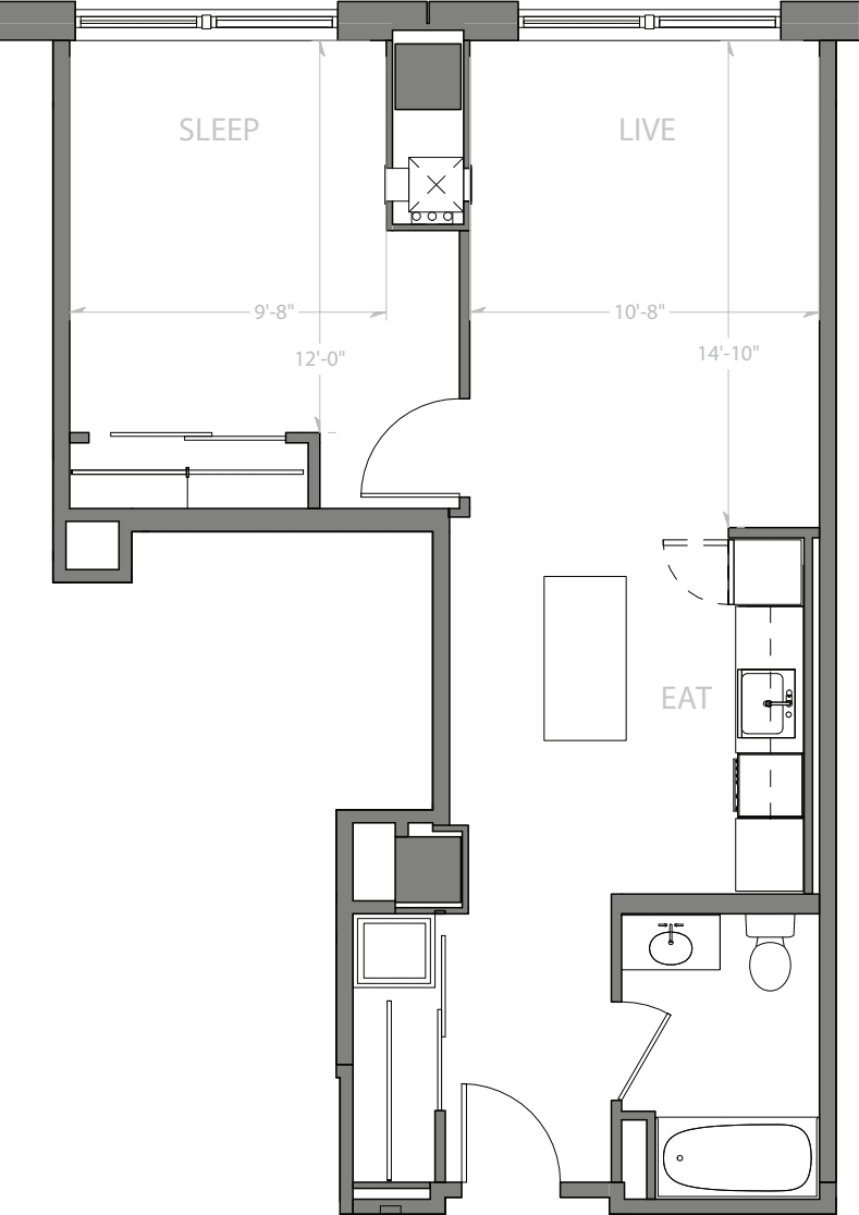 1 Bedroom G floorplan