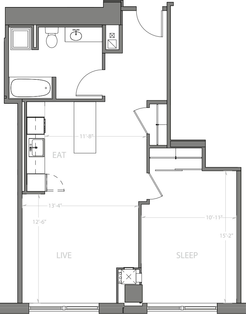 1 Bedroom H floorplan