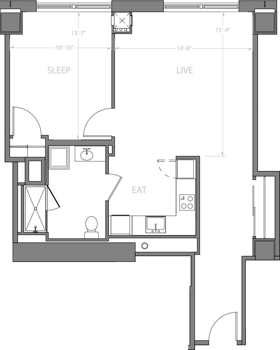 1 Bedroom K floorplan