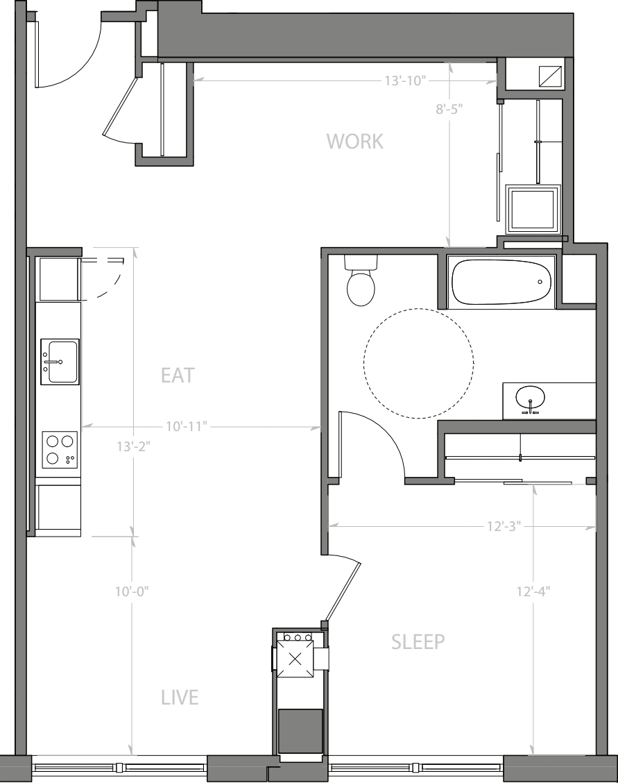 1 Bedroom P with Den floorplan