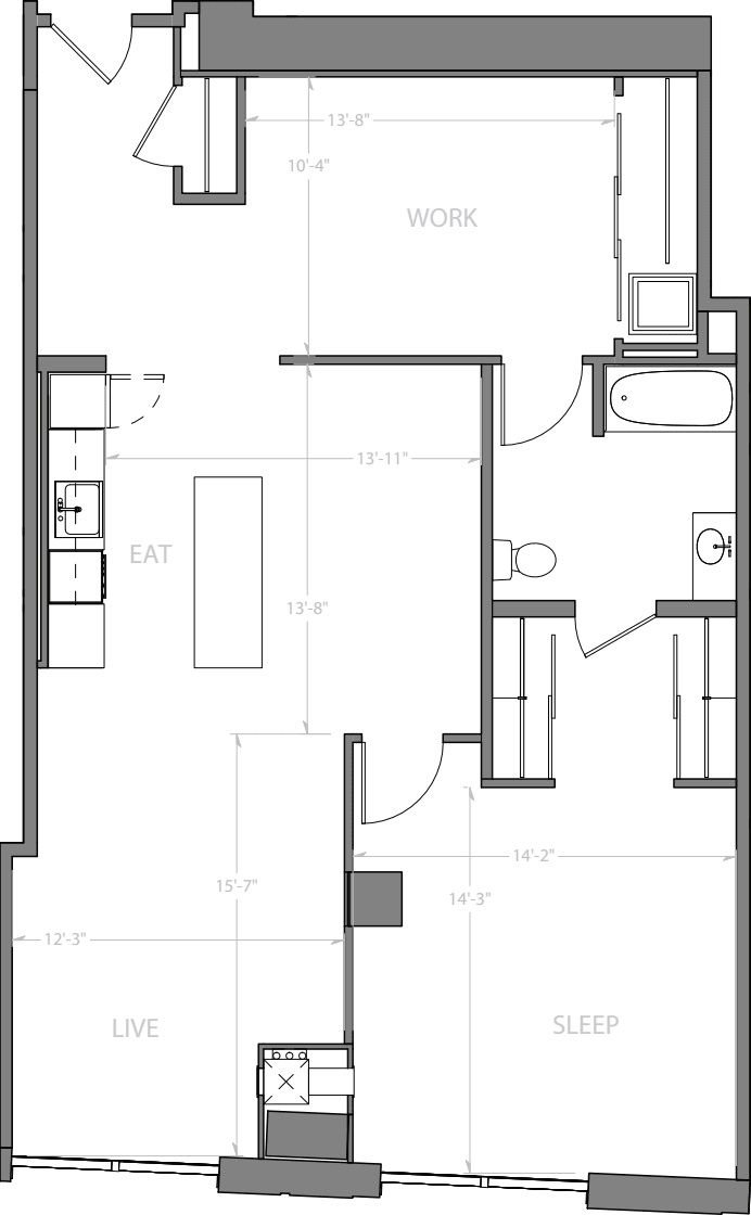 1 Bedroom S with Den floorplan