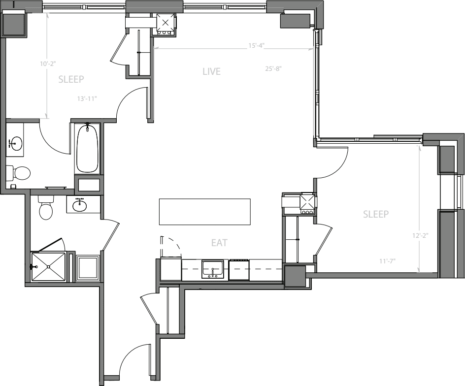 2 Bedroom A floorplan