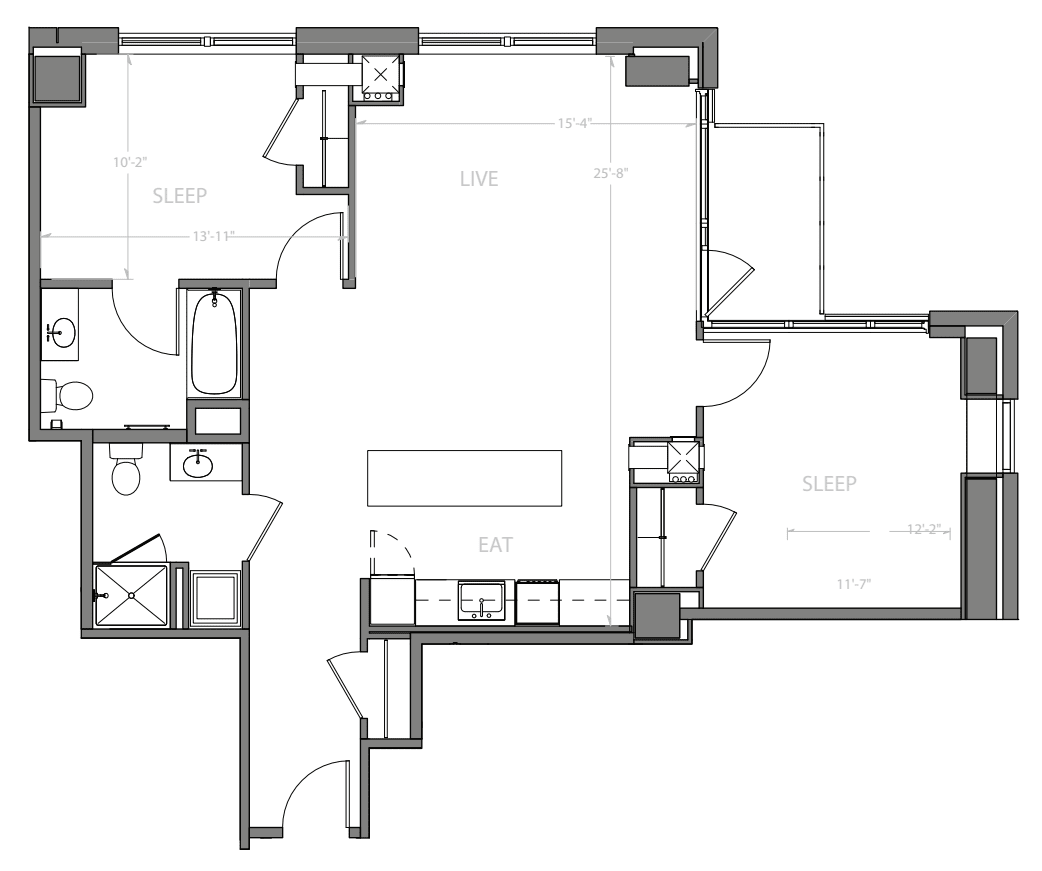 2 Bedroom A with Balcony floorplan