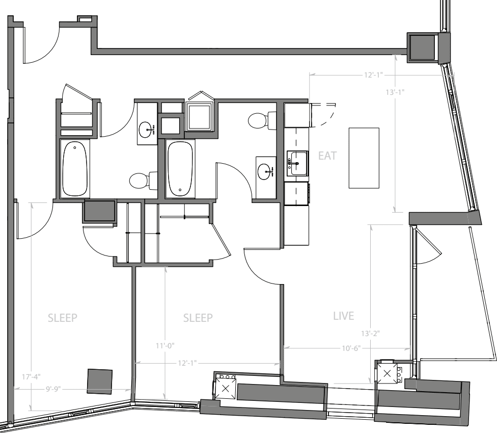 2 Bedroom C with Balcony floorplan