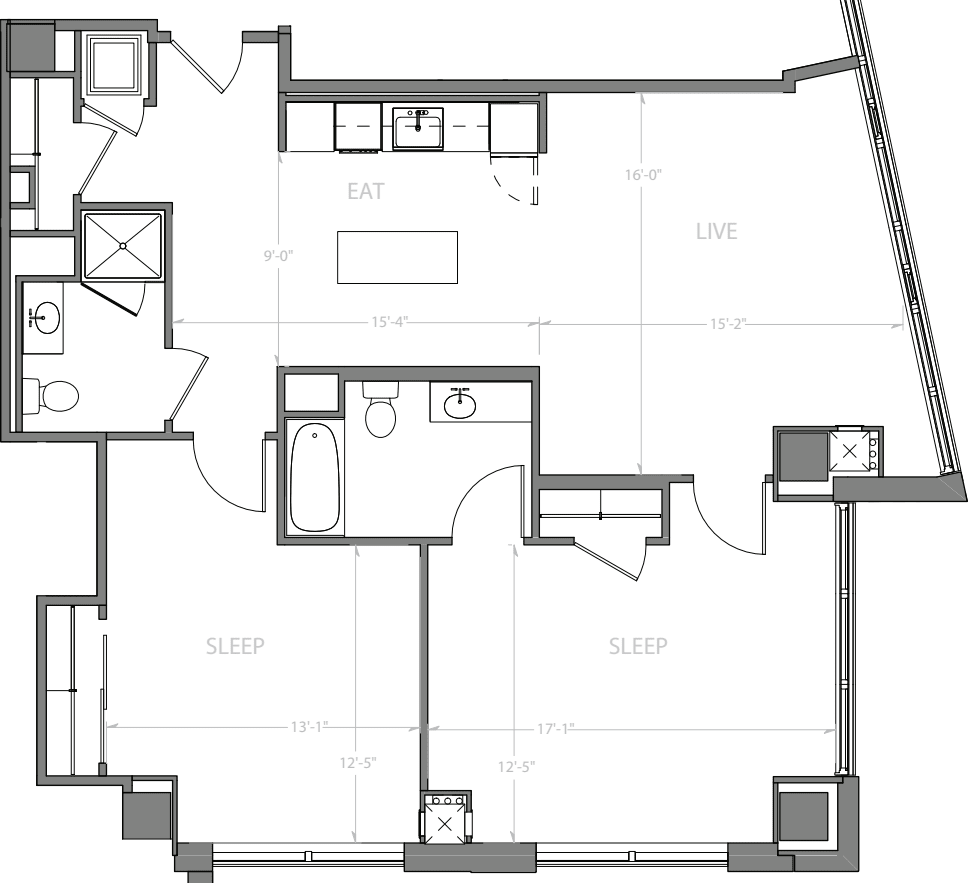 2 Bedroom E floorplan