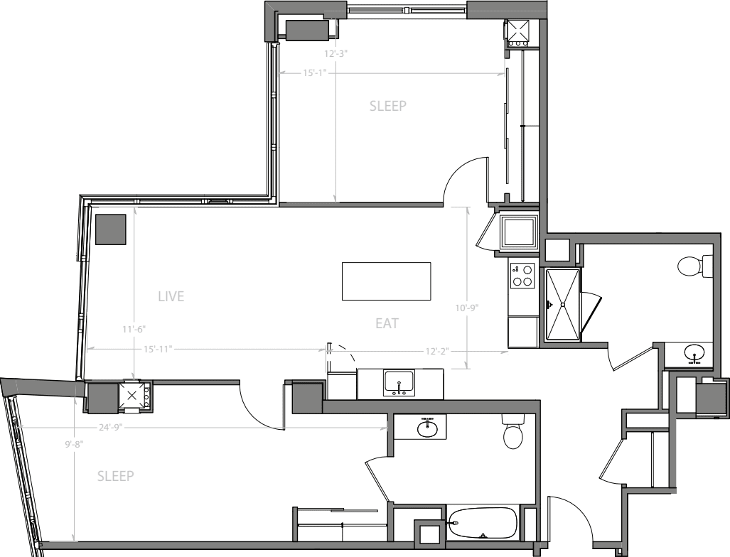 2 Bedroom G floorplan