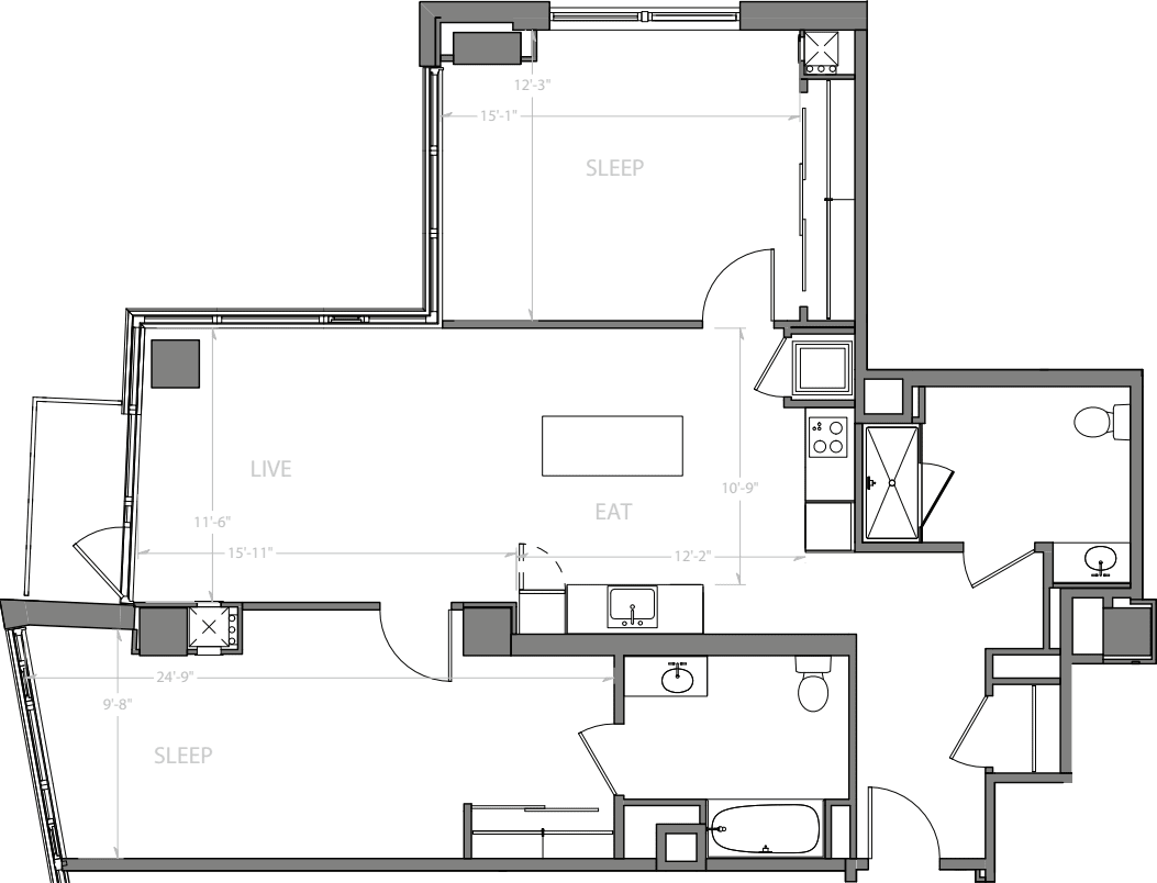2 Bedroom G with Balcony floorplan