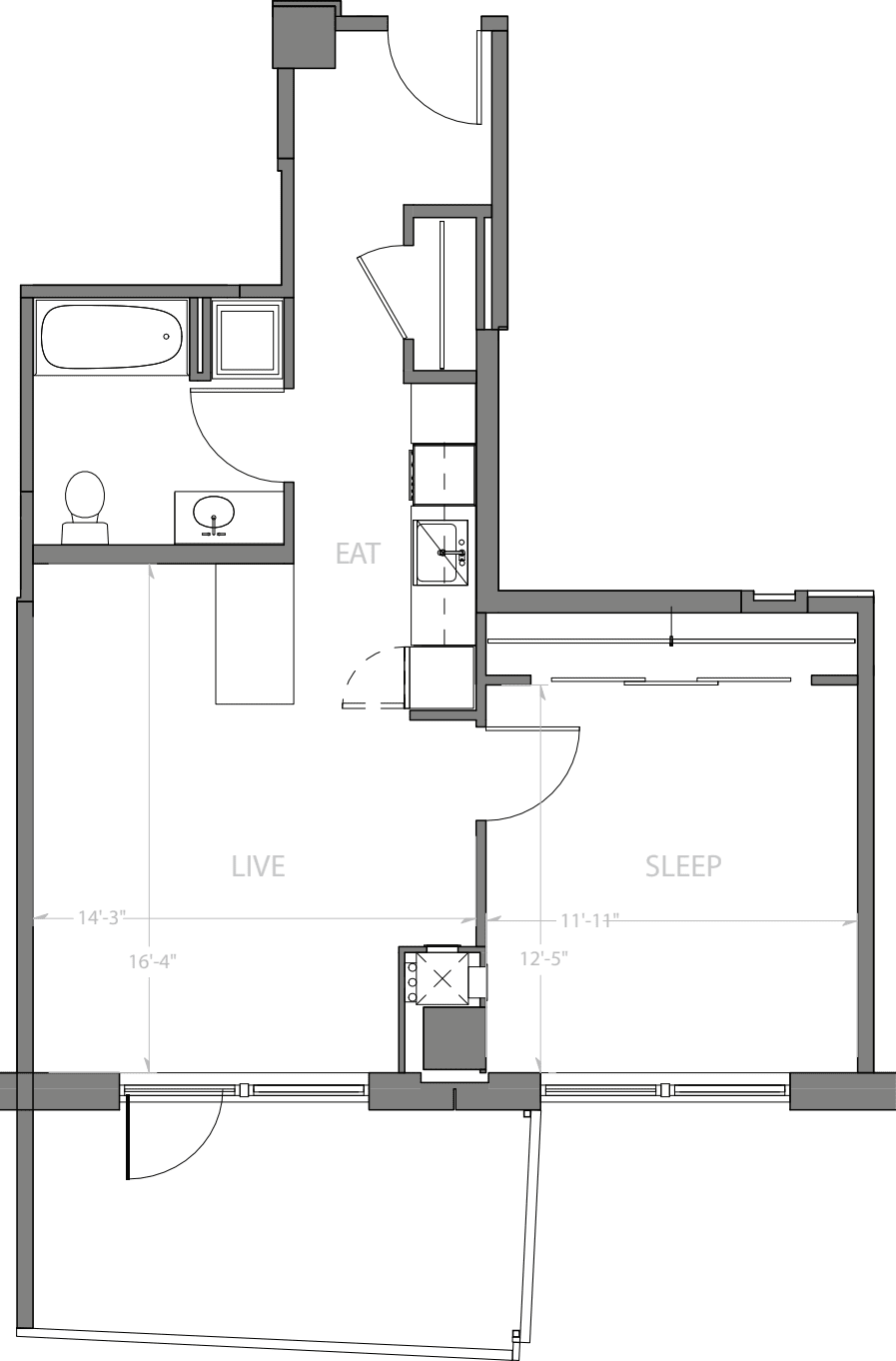 1 Bedroom F with Terrace floorplan