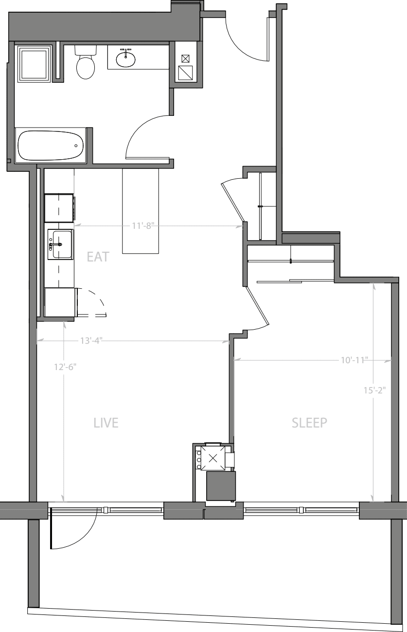 1 Bedroom H with Terrace floorplan