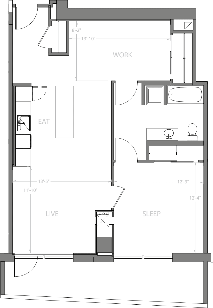 1 Bedroom Q with Terrace floorplan