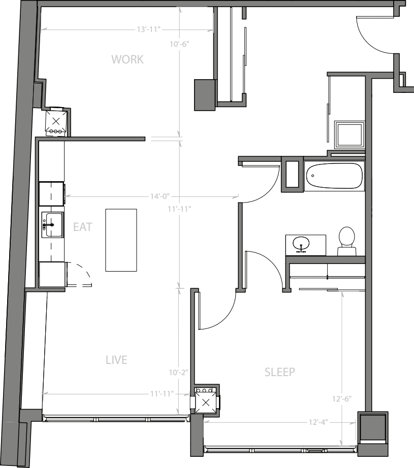 1 Bedroom R with Den floorplan