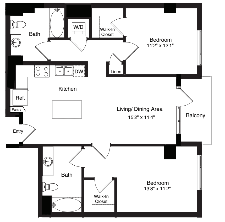 2 Bed |  2 Bath |  "apartment"
