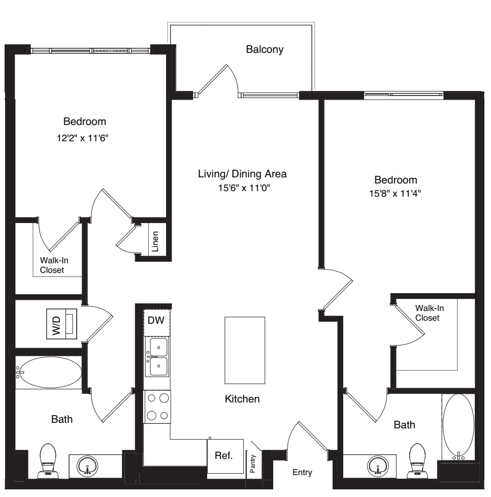 2 Bed |  2 Bath |  "apartment"