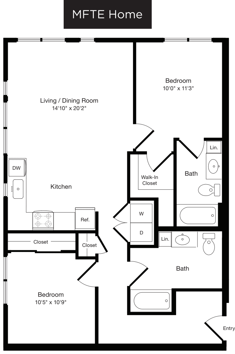 B3 - East Floor 2 - Income Restricted floorplan