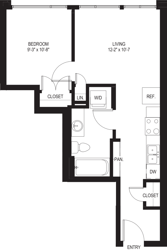 One Bedroom A4-A floorplan