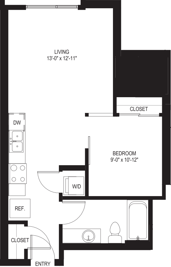 One Bedroom O3 floorplan