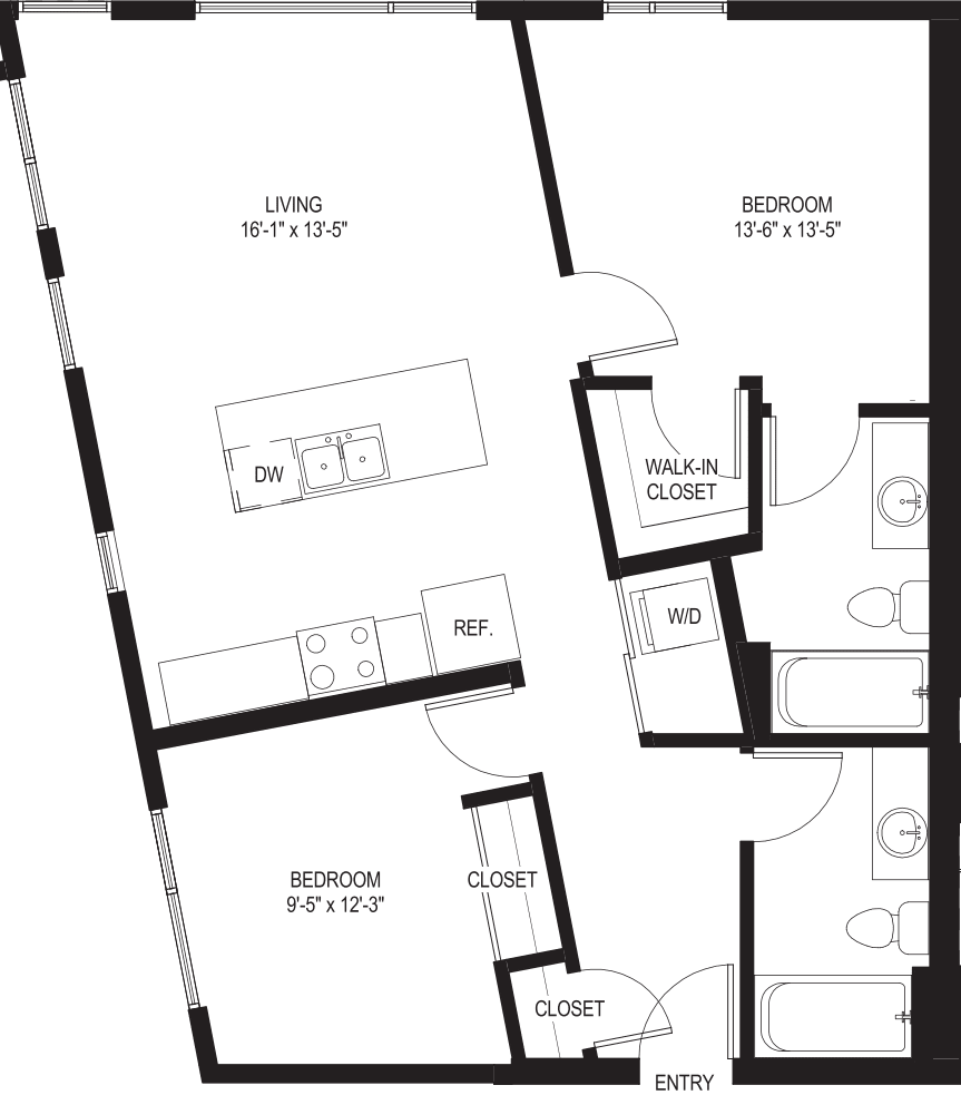 Two Bedroom B1 floorplan