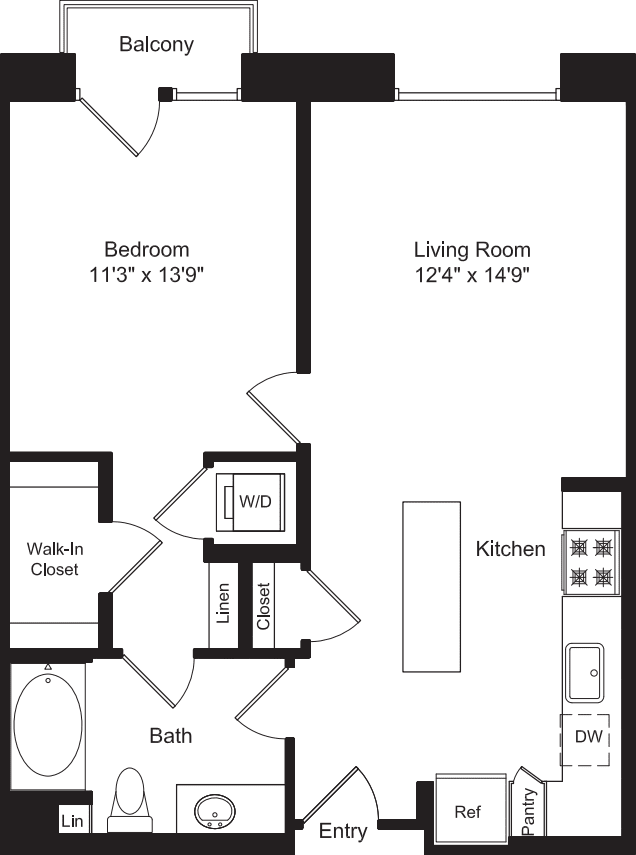 One Bed A1 with Master Balcony