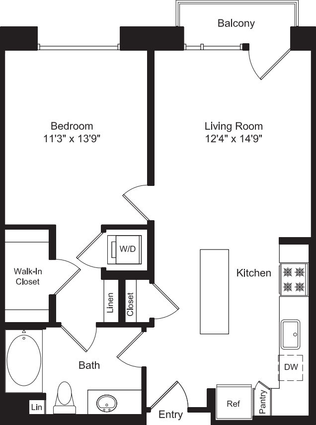 One Bed A1 with Balcony