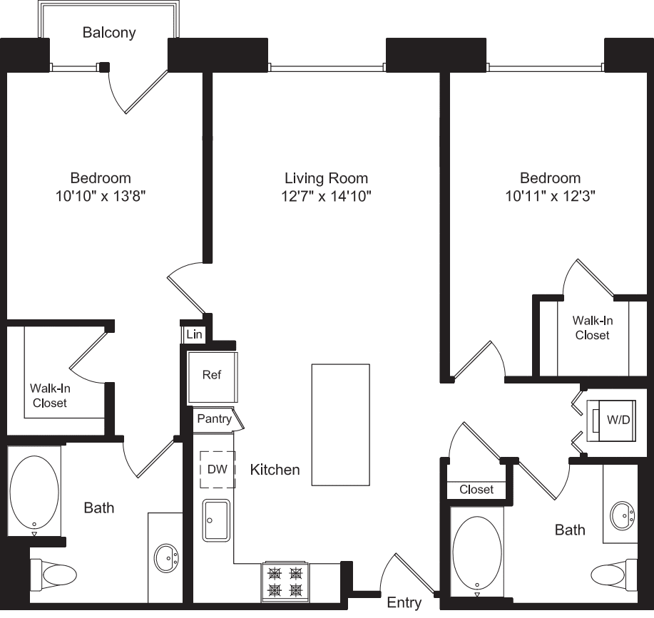 Two Bed B1 with Master Balcony