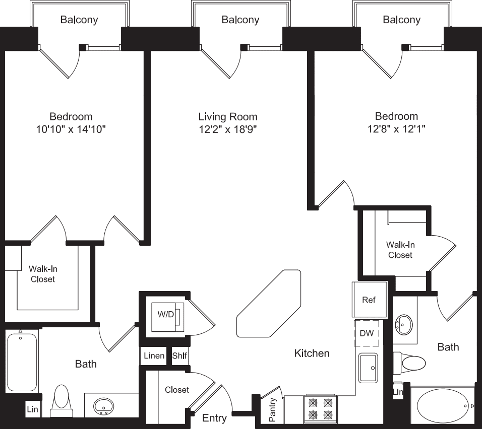 Two Bed B1 with 3 Balconies